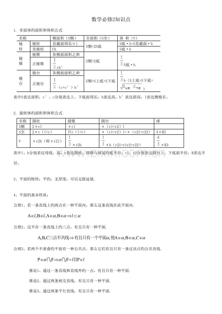 2022年人教版数学高中必修知识点整理.doc_第1页