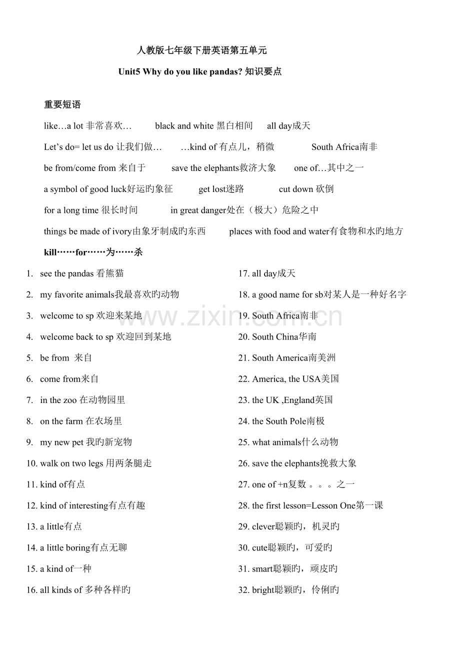 2022年人教版七年级英语下册第五单元知识点总结.doc_第1页