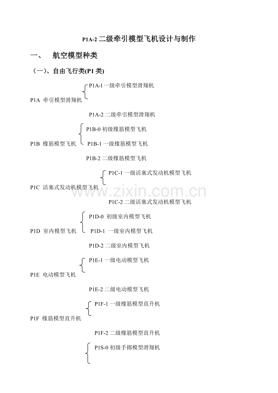 2022年P1A-2二级牵引模型飞机的设计与制作.doc_第1页