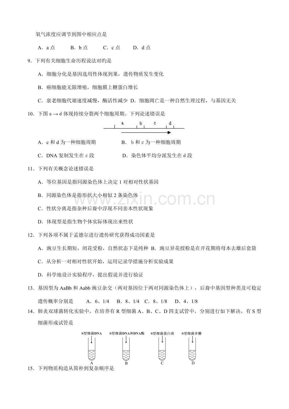2022年普通高中学业水平测试必修科目训练样题生物.doc_第2页