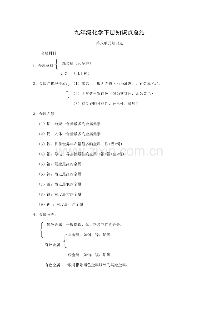 2022年九年级化学下册知识点总结.doc_第1页