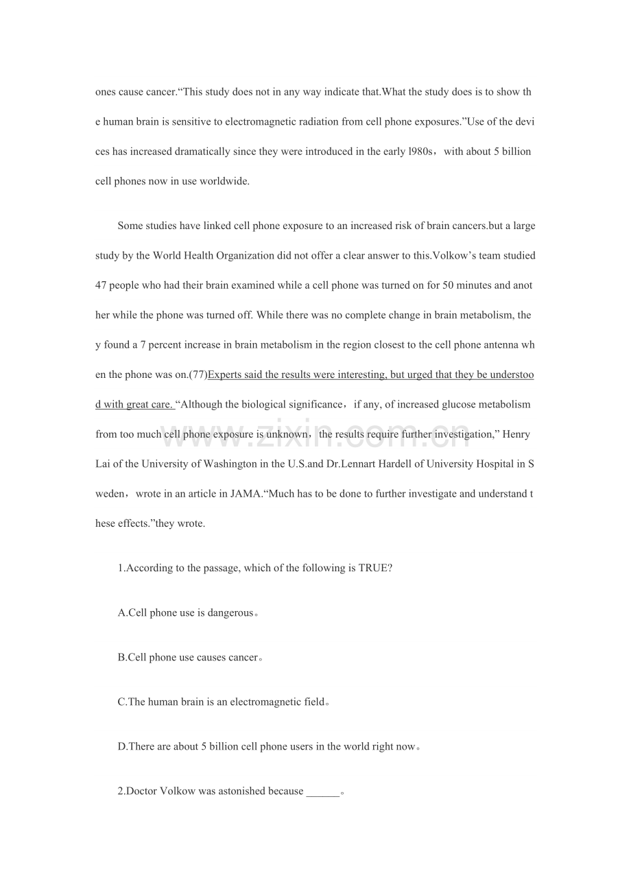 2022年北京成人英语三级英语真题预测及答案.doc_第2页