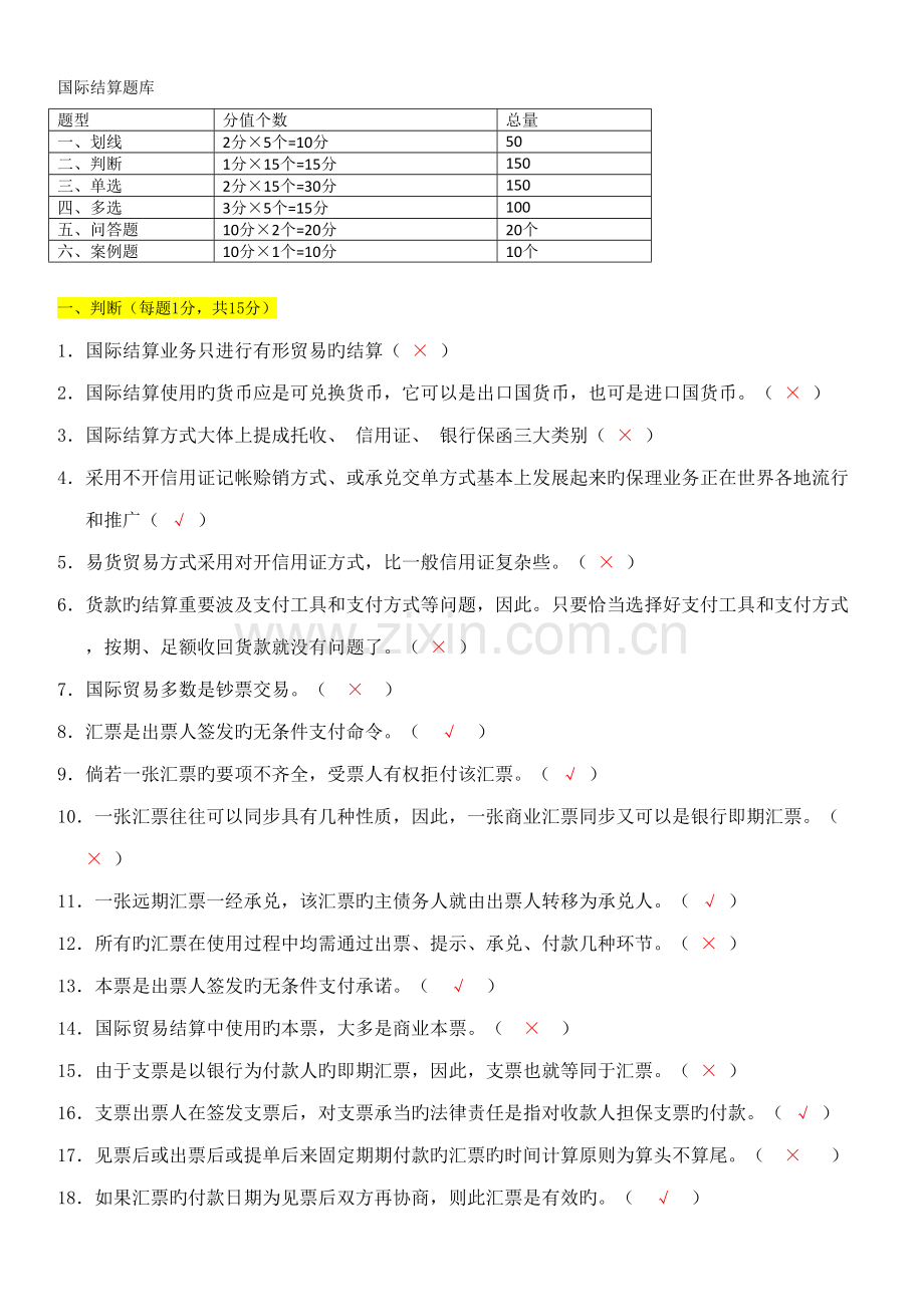 2022年国际结算题库.doc_第1页