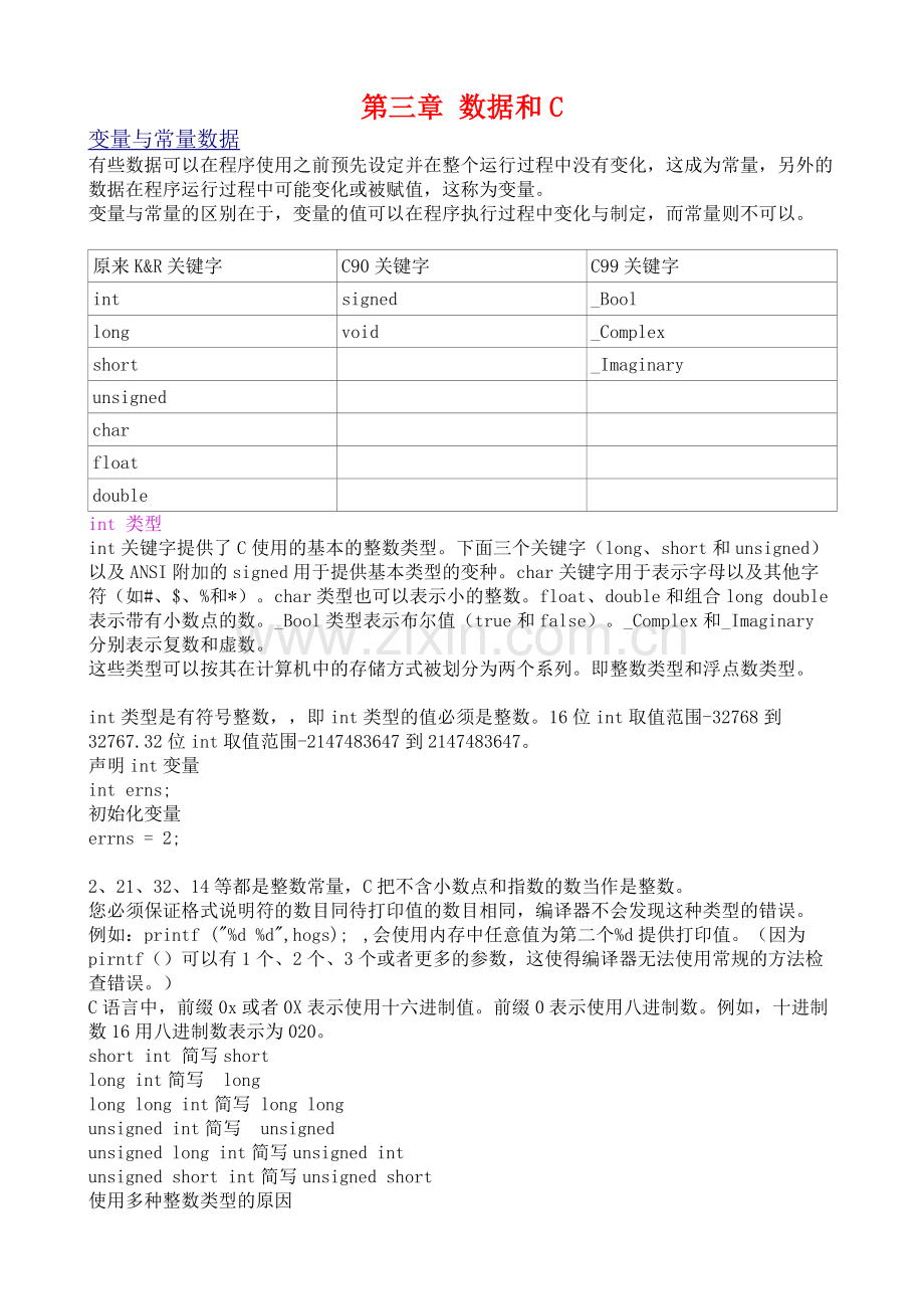 C Primer Plus重要知识要点摘要.doc_第1页