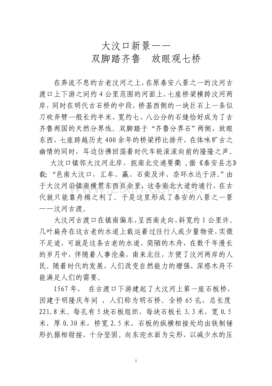 大汶口新景——双脚踏齐鲁放眼观七桥.doc_第1页