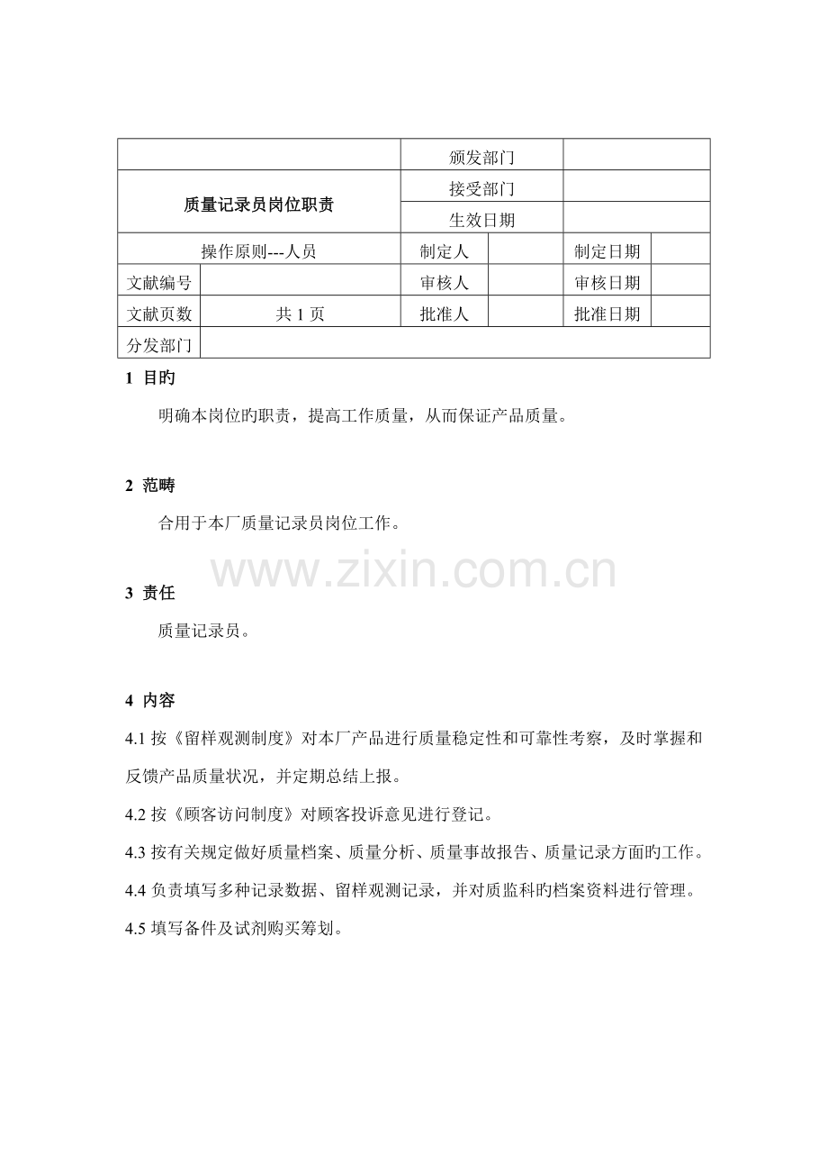 2022年质量统计员岗位职责.doc_第1页