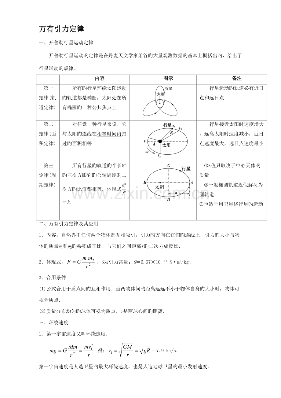 2022年万有引力定律知识点含答案.doc_第1页