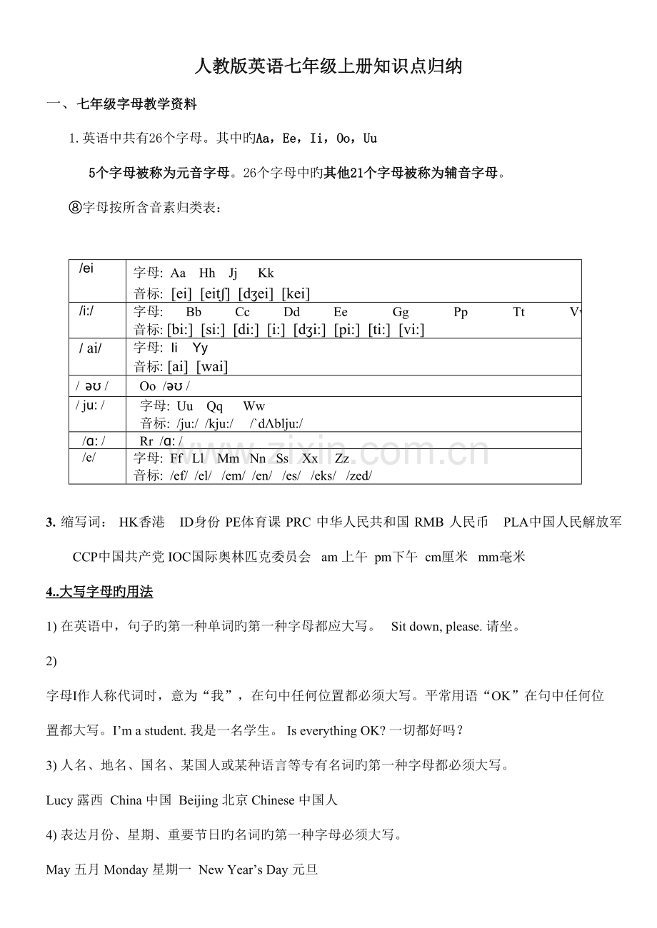 2022年人教版七年级英语上册笔记归纳.doc_第1页