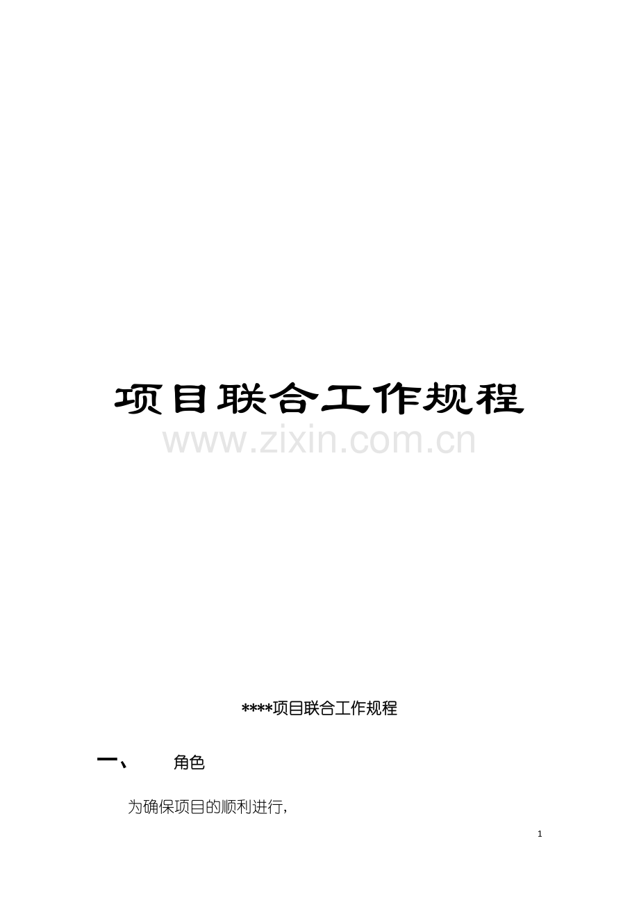 项目联合工作规程模板.doc_第1页
