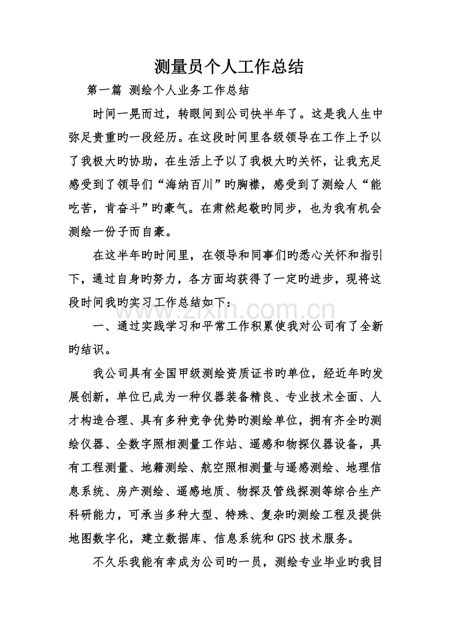2022年测量员个人工作地总结.doc_第1页