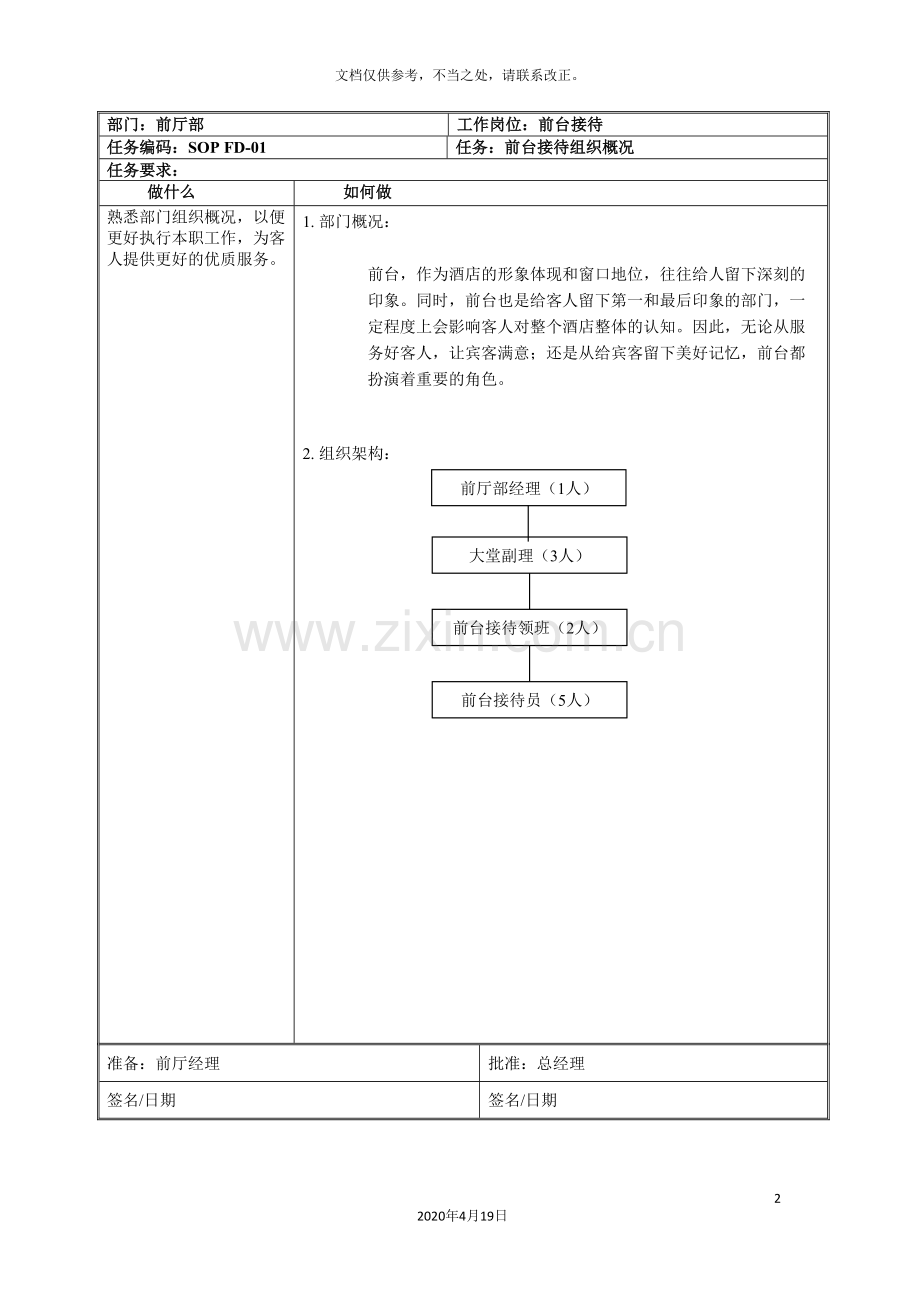 星级酒店标准操作流程SOP前厅部前台接待样本.doc_第2页