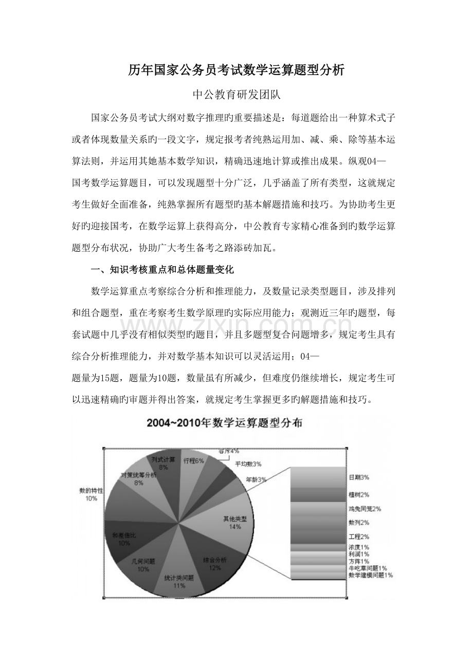 2022年历年国家公务员考试数学运算题型分析.doc_第1页