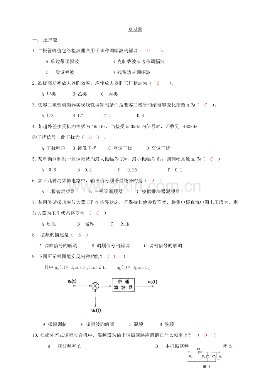 2022年通信电子线路题库答案版.doc_第1页