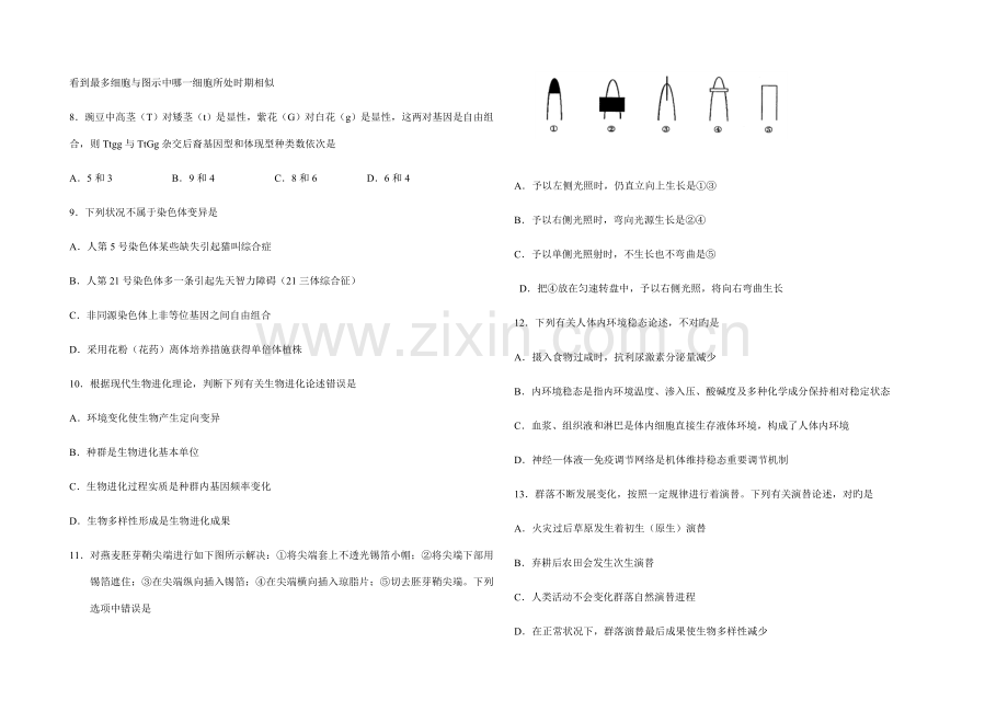 2022年江苏省学业水平测试生物模拟试题.doc_第2页