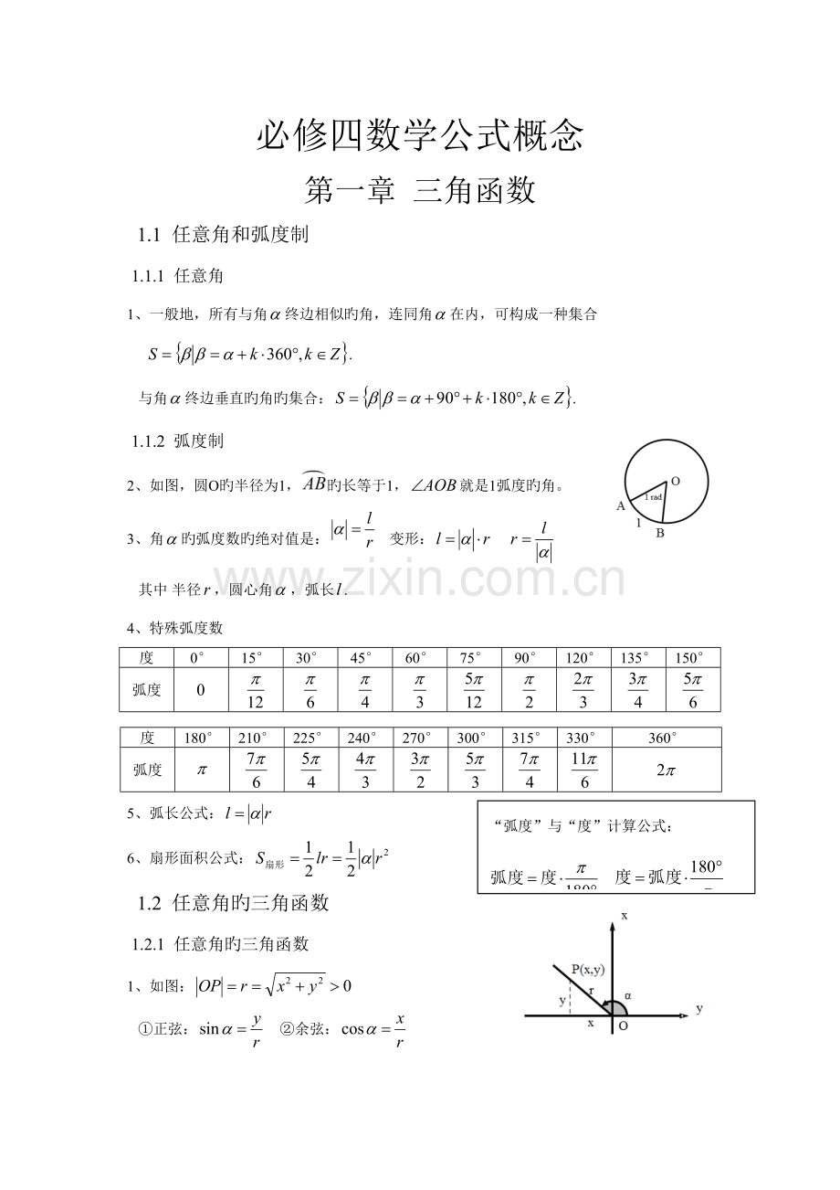 2022年高中数学必修四知识点总结.doc_第1页