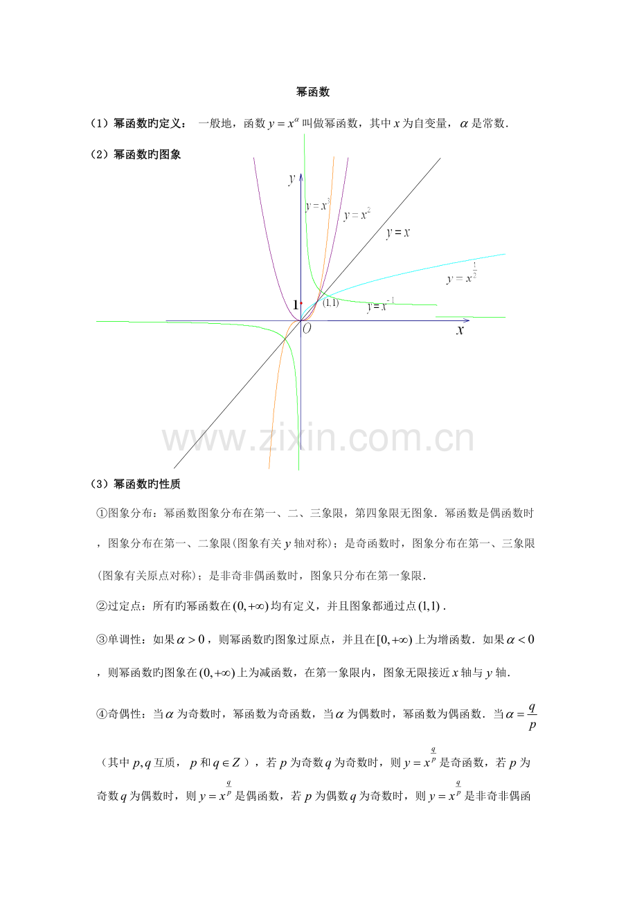 2022年幂函数知识点总结及练习题.doc_第1页