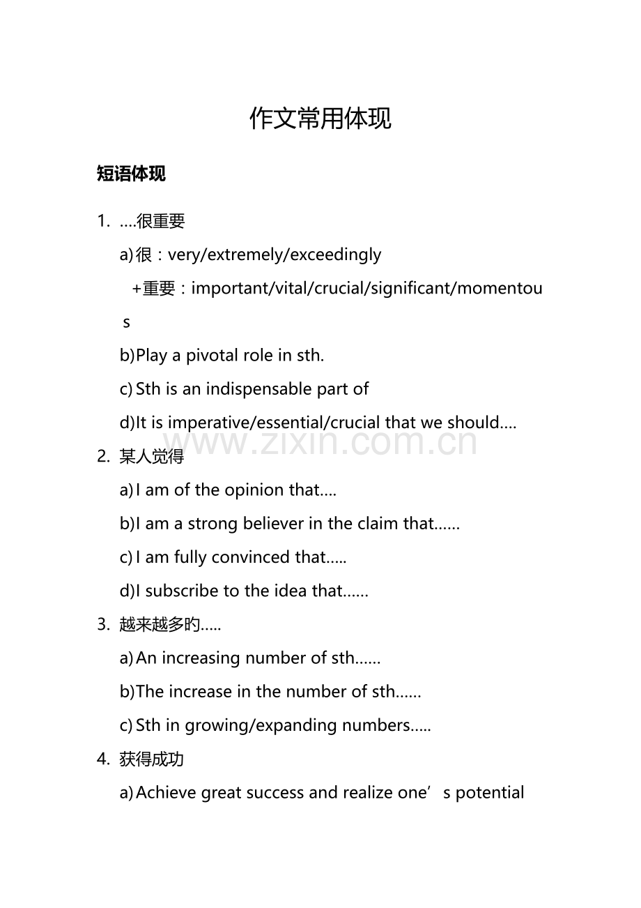 2022年六级作文常用表达.doc_第1页