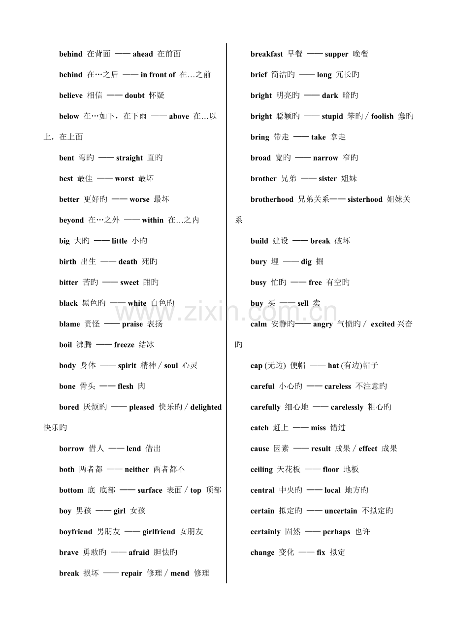 2022年高中英语必须掌握的反义词归纳.doc_第2页