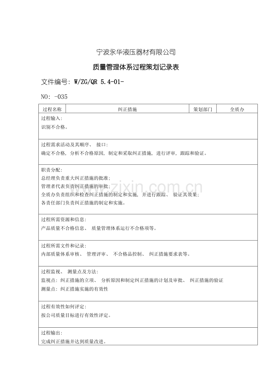 质量管理表格策划表纠措模板.doc_第2页