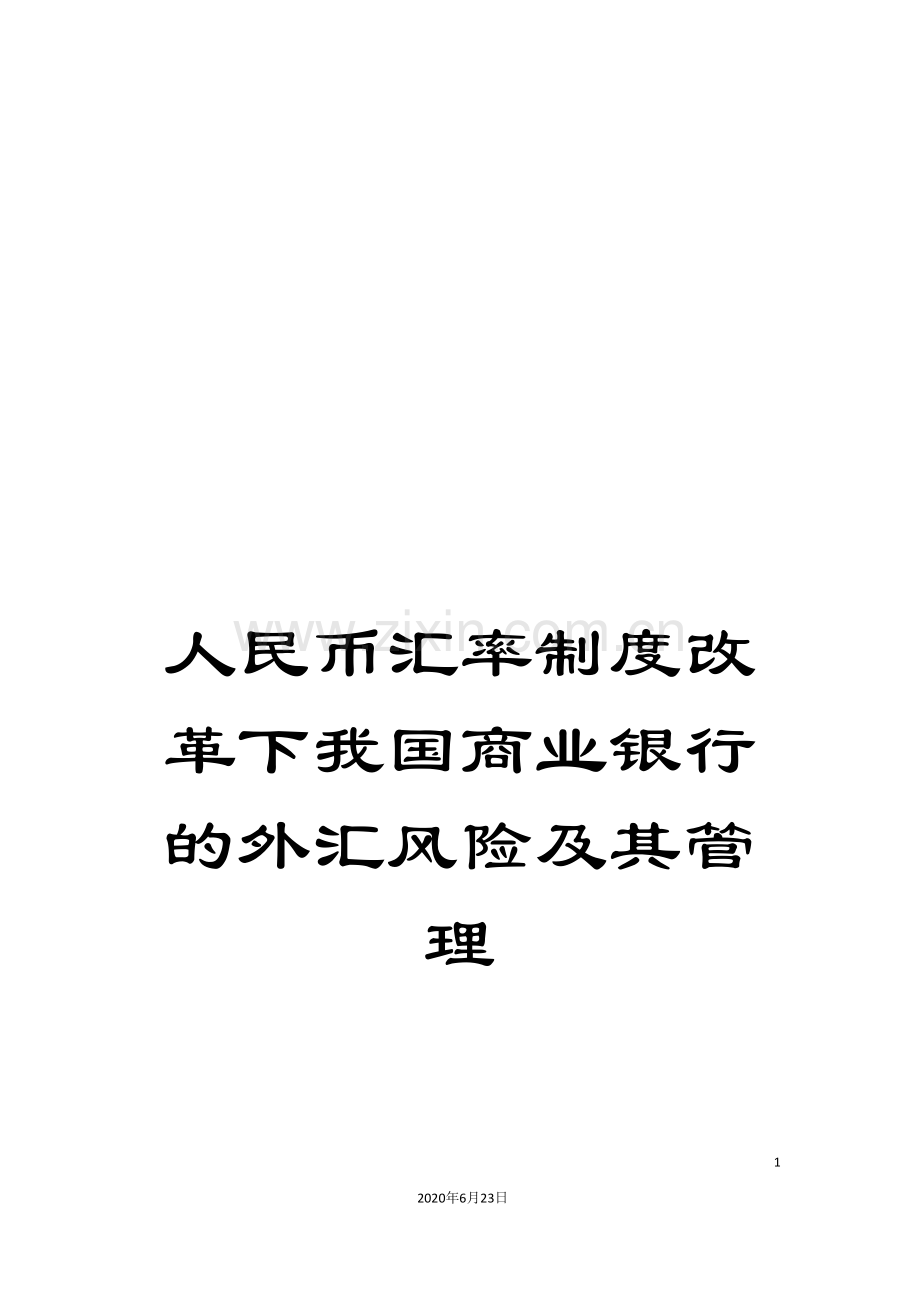 人民币汇率制度改革下我国商业银行的外汇风险及其管理.doc_第1页