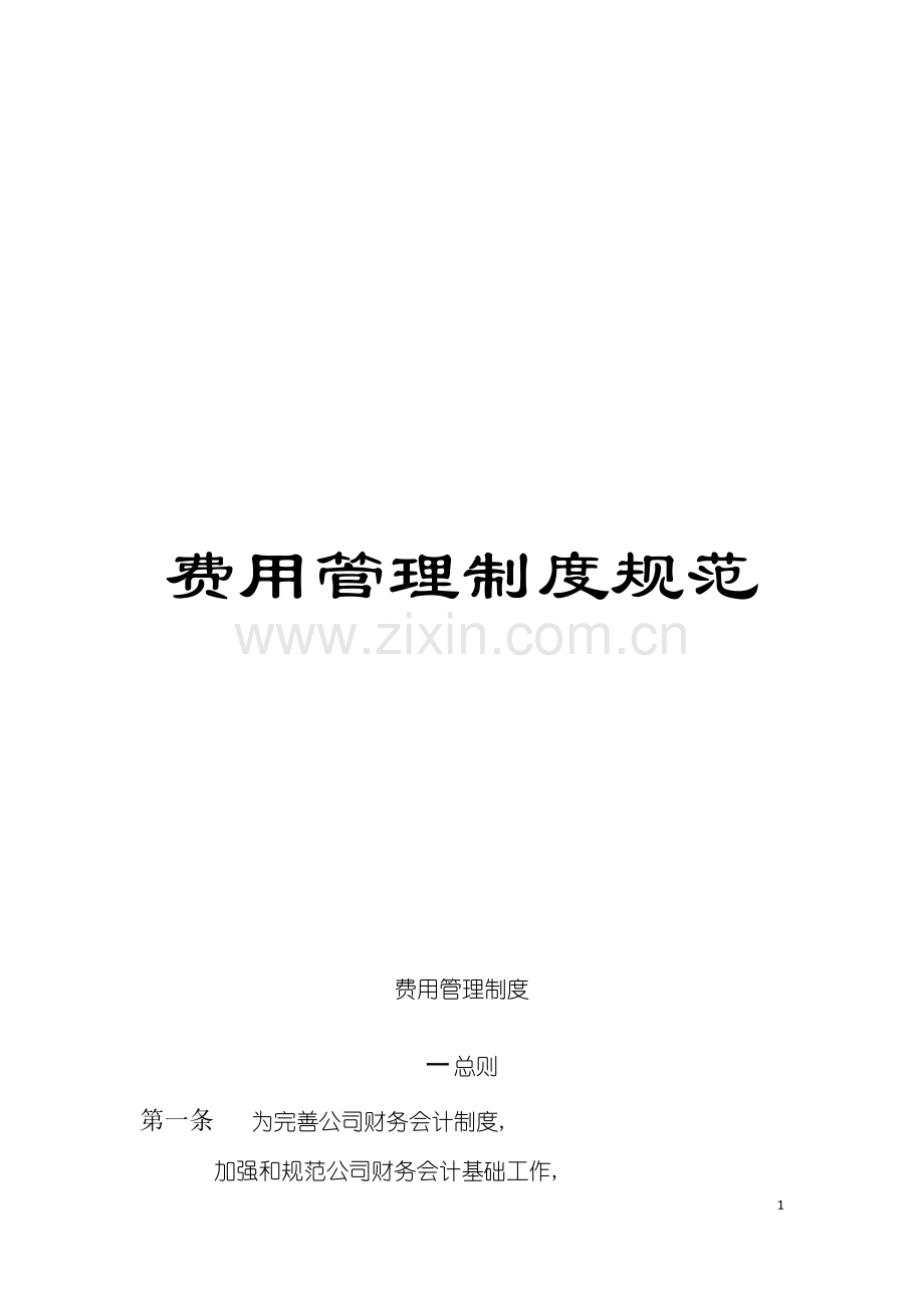 费用管理制度规范模板.doc_第1页