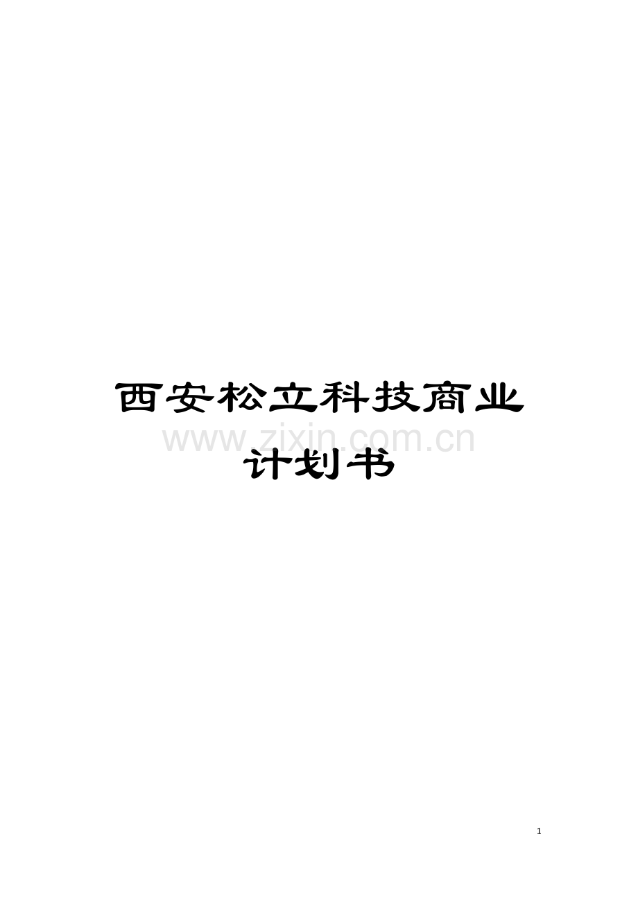 西安松立科技商业计划书模板.doc_第1页