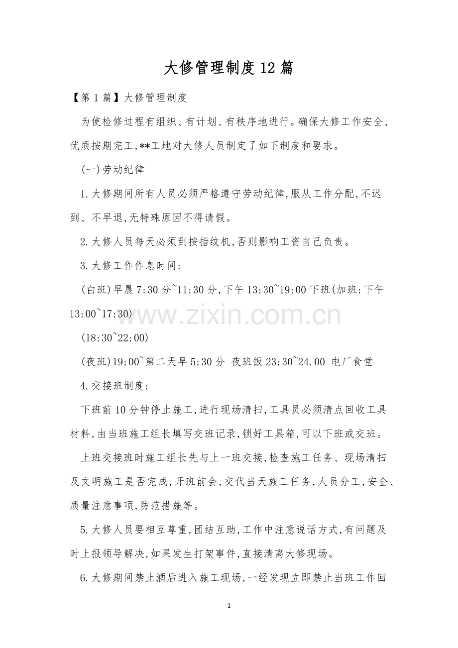 大修管理制度12篇.docx_第1页