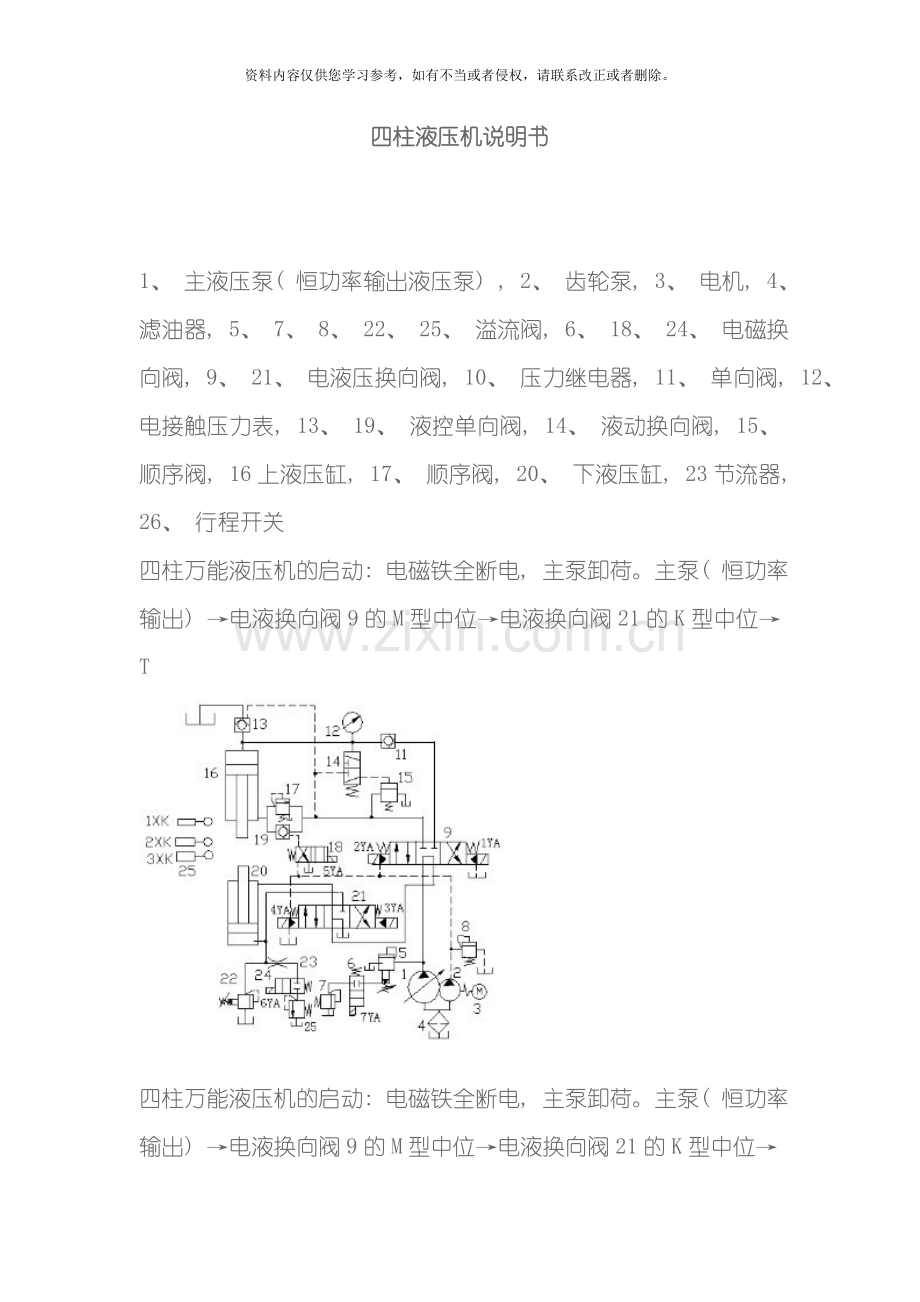 四柱液压机说明书模板.doc_第1页