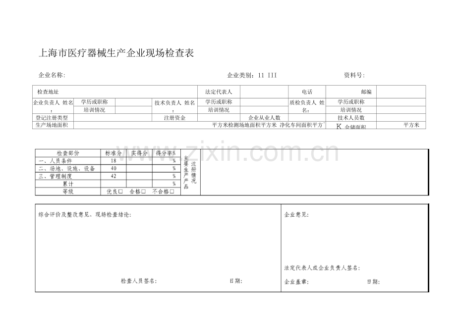 医疗器械生产企业现场检查表.docx_第1页