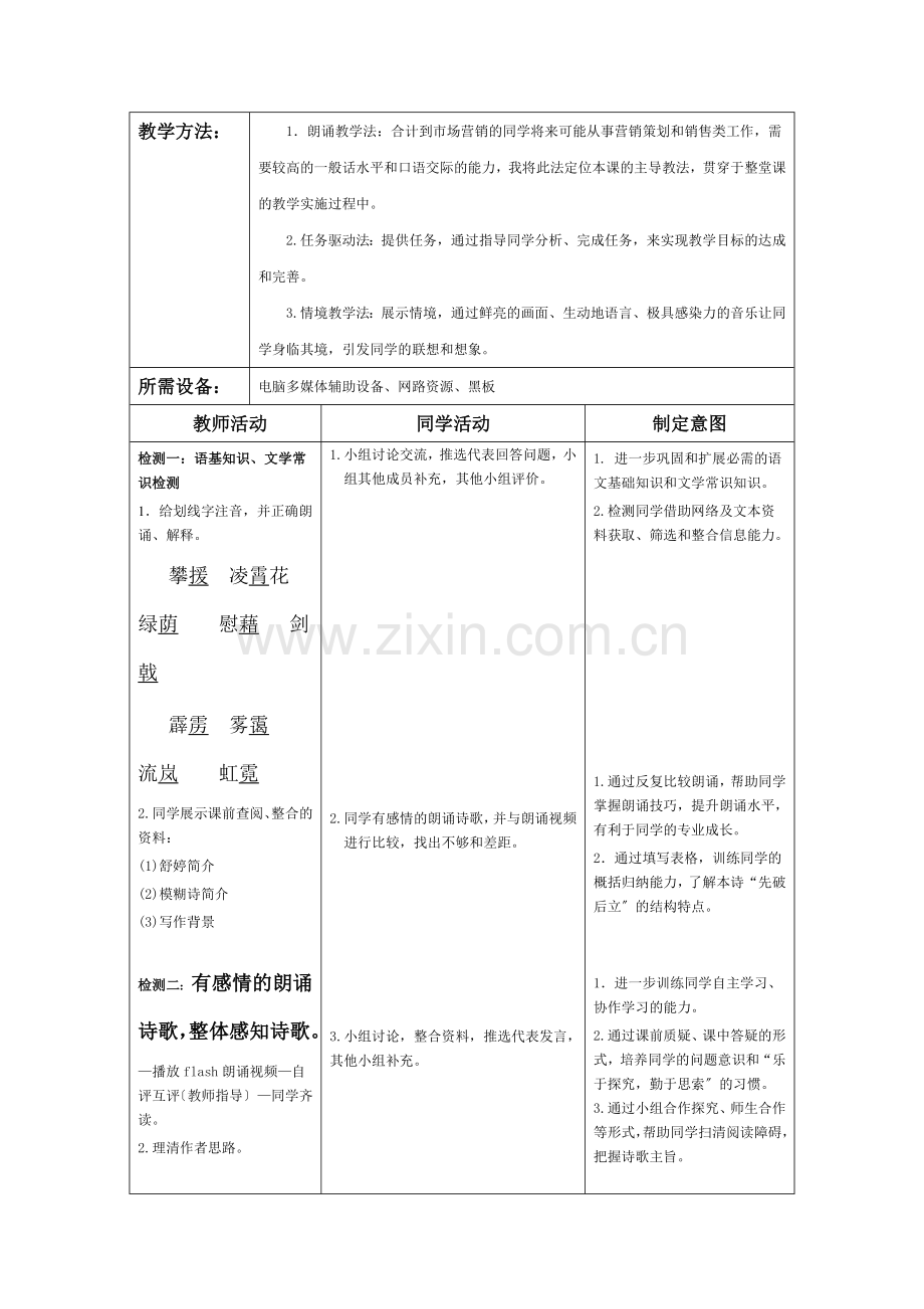 《致橡树》表格式教学案.doc_第2页