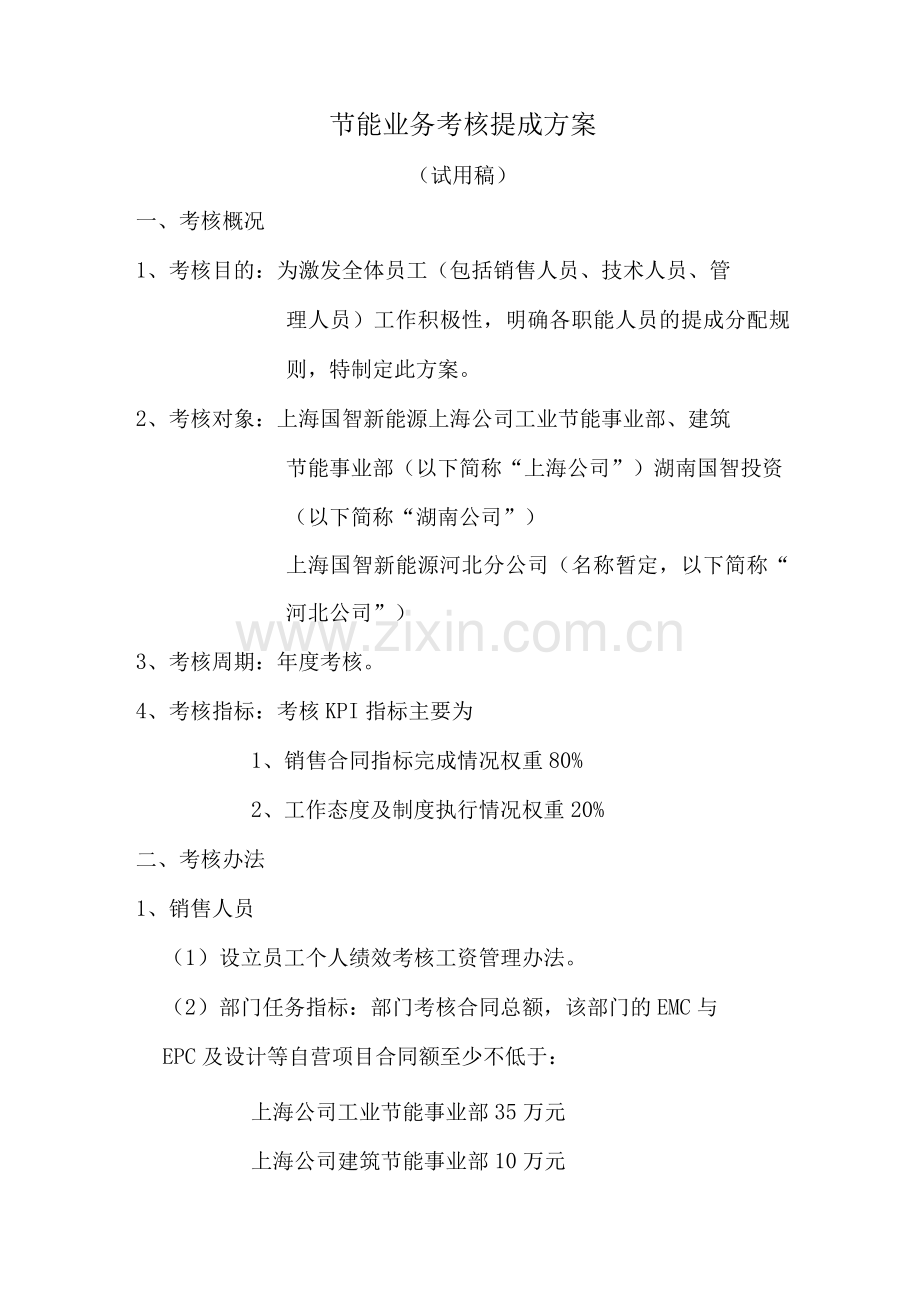 节能公司业务考核提成方案.docx_第1页
