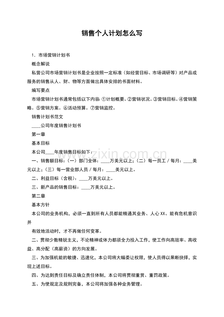 销售个人计划怎么写.docx_第1页