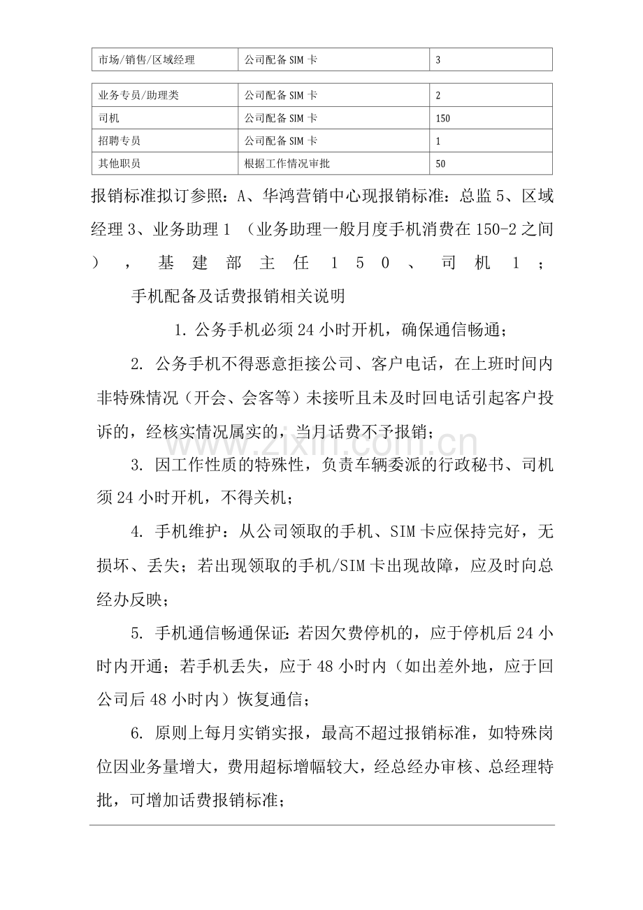 单位公司企业手机配置话费报销规定.docx_第2页