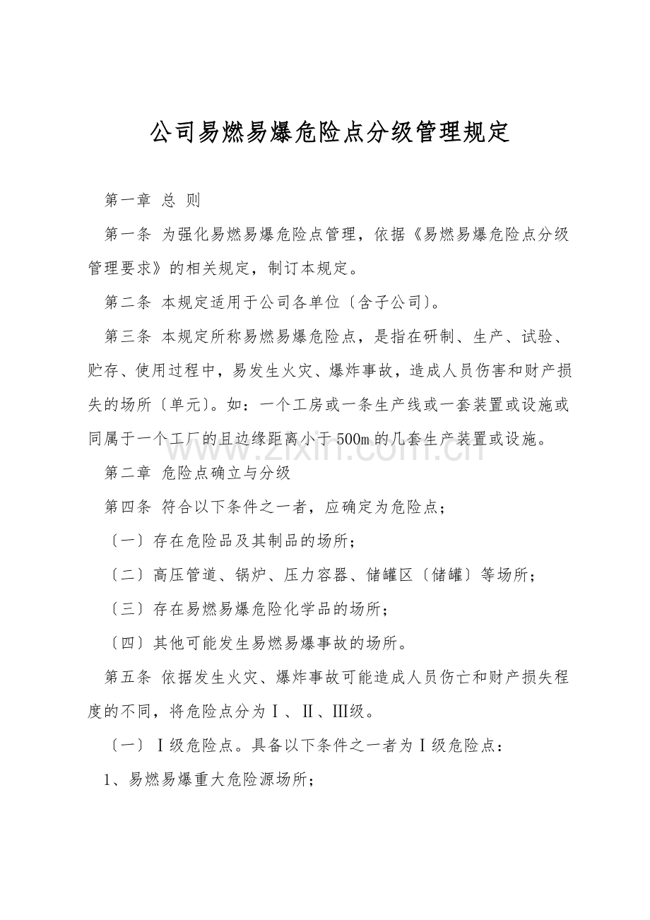 公司易燃易爆危险点分级管理规定.doc_第1页