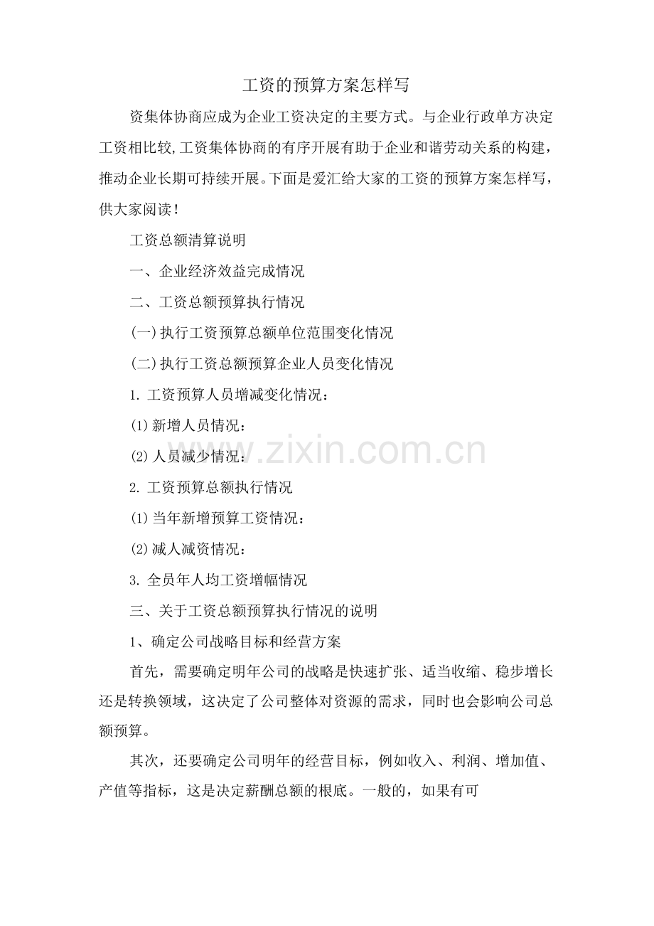 工资的预算方案怎样写.docx_第1页