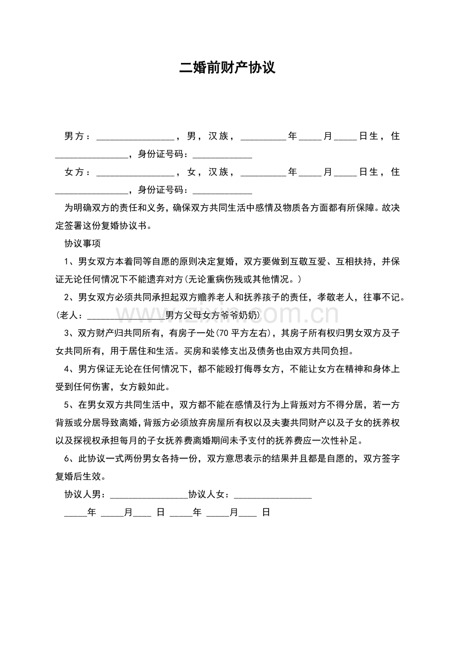 二婚前财产协议.docx_第1页