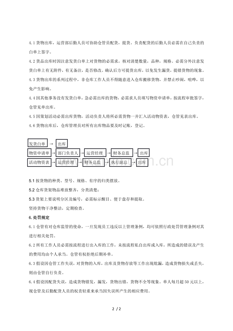 仓库管理条例-库管员工作要求-货品出入库与保存规定.doc_第2页