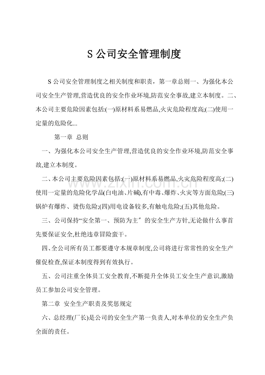 S公司安全管理制度.docx_第1页