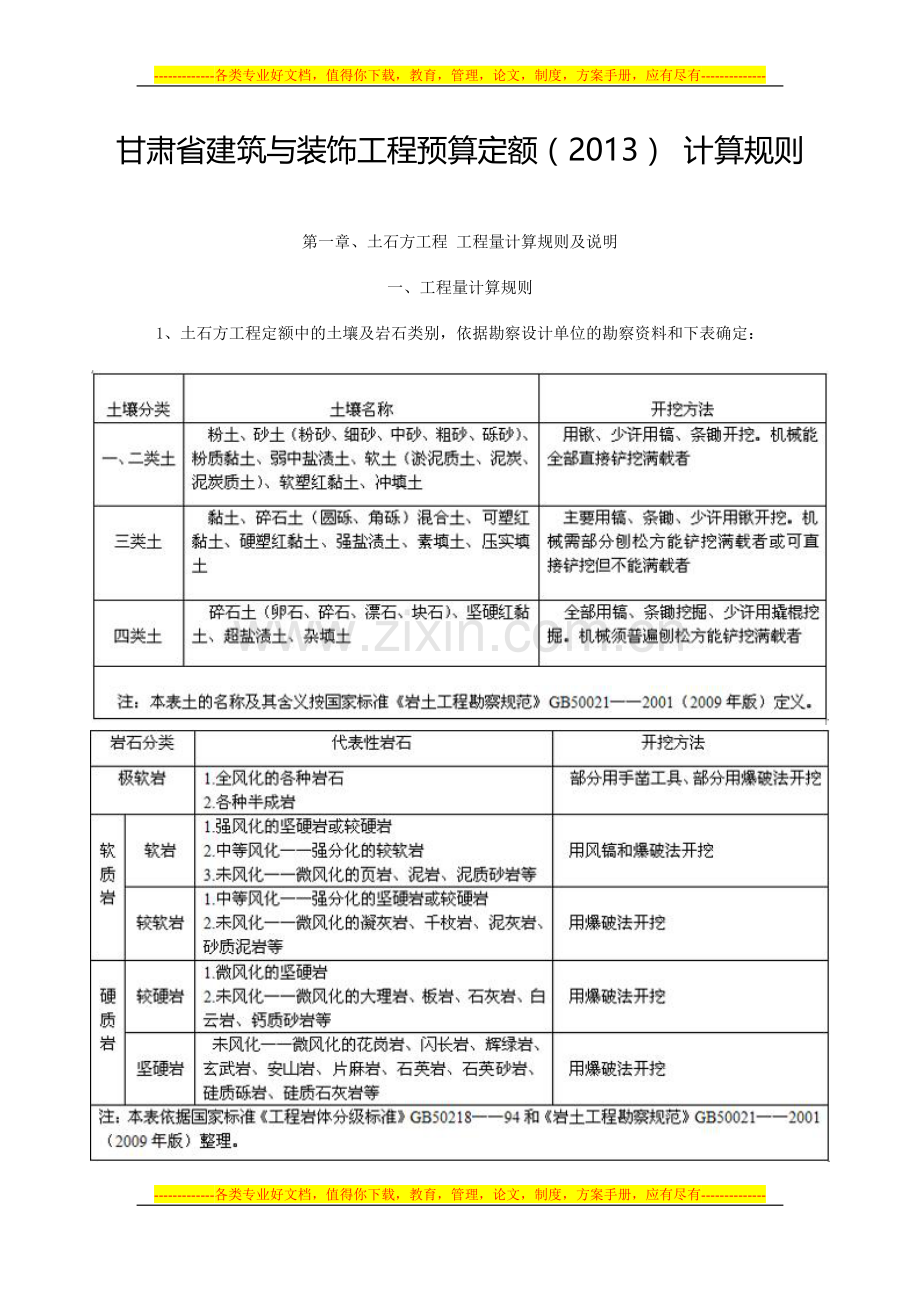 2013-年甘肃省建筑与装饰工程预算定额.doc_第1页