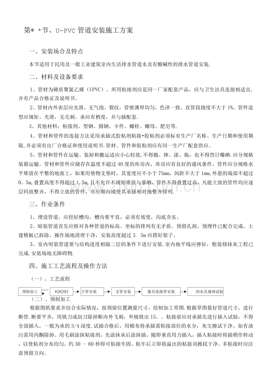 U-PVC管道施工方案.docx_第1页