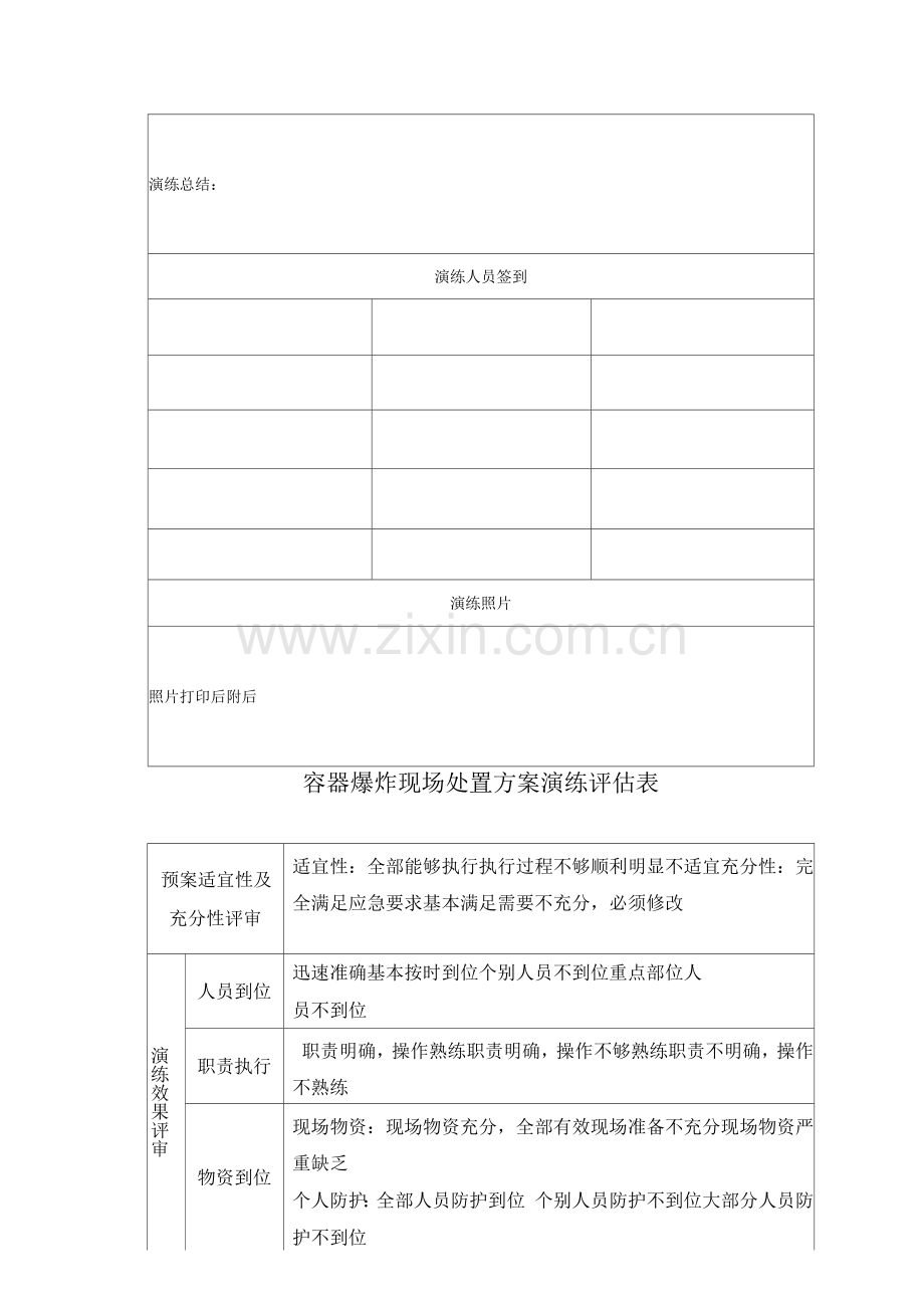 容器爆炸现场处置演练方案及评估表.docx_第2页