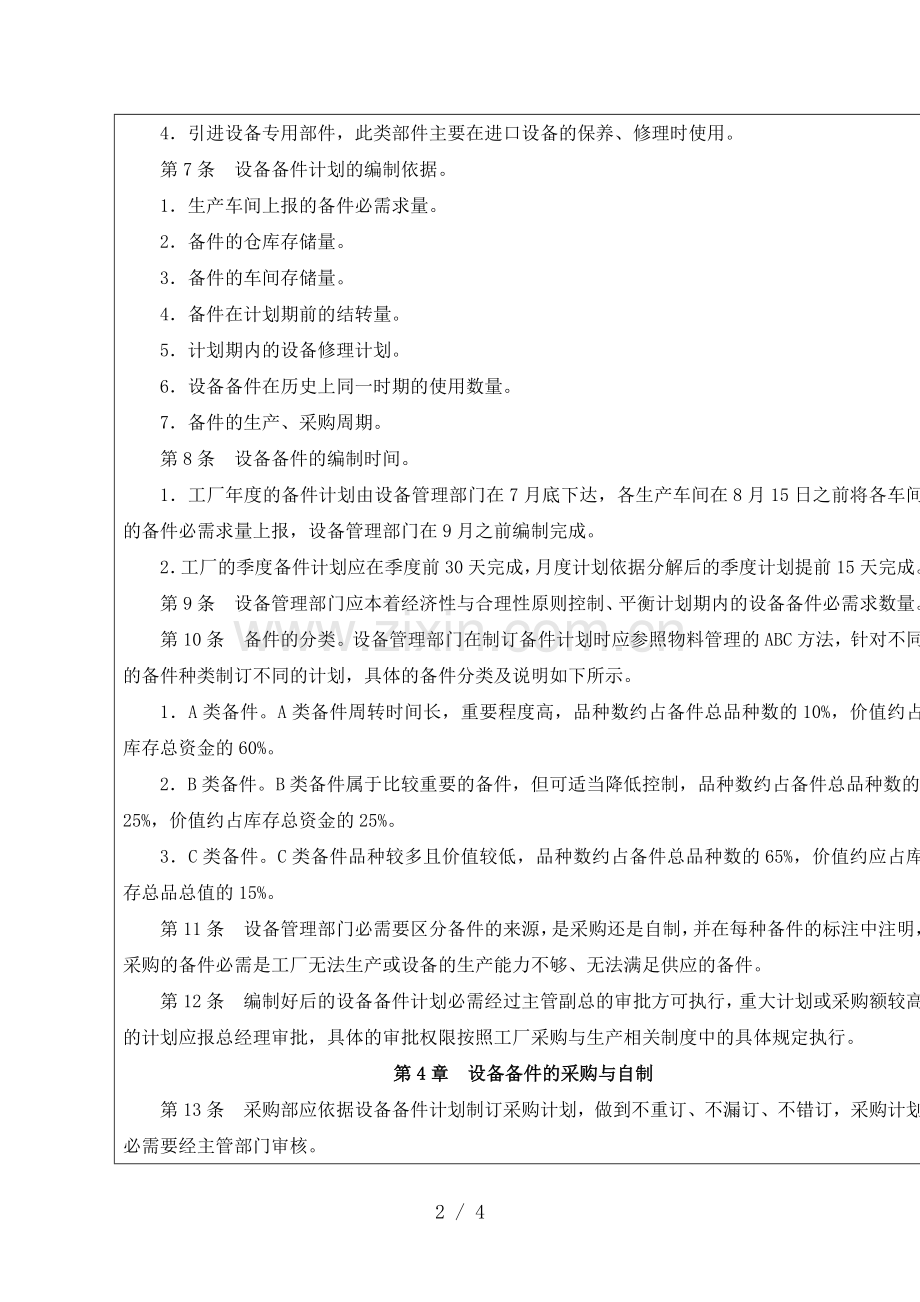 设备备件管理制度-备件计划、备件采购、备件仓储规定.docx_第2页