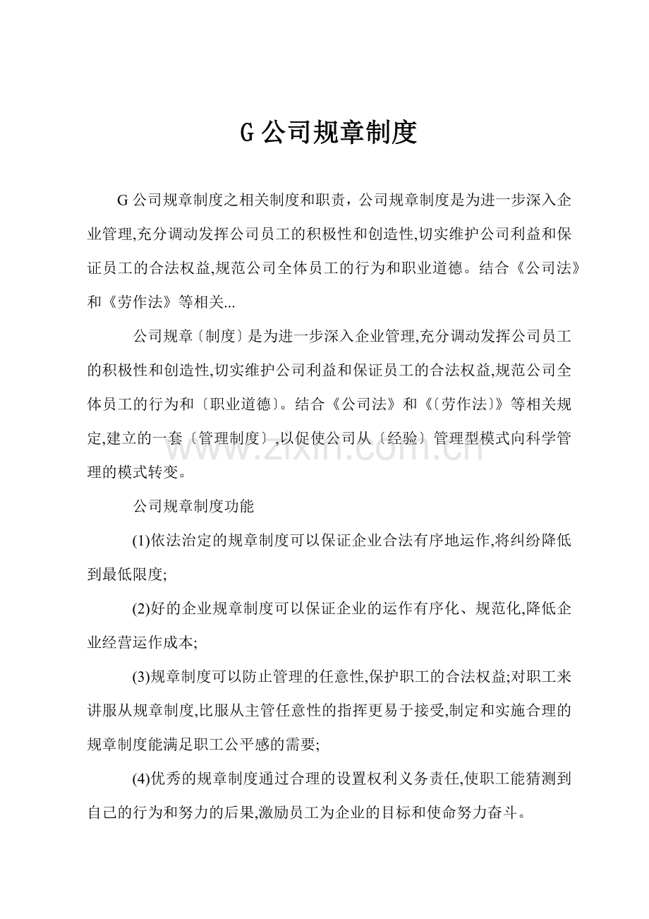 G公司规章制度.docx_第1页