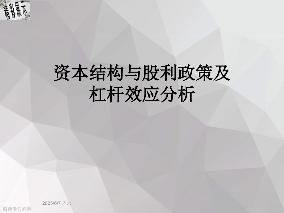 资本结构与股利政策及杠杆效应分析.ppt_第1页