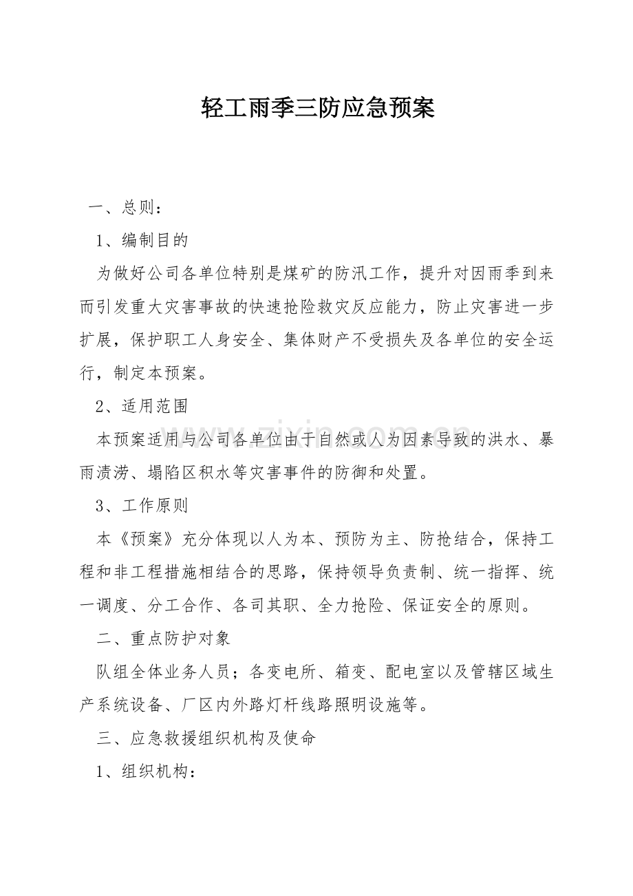 轻工雨季三防应急预案.docx_第1页