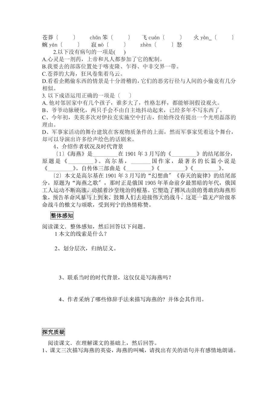 高尔基《海燕》学案.doc_第2页