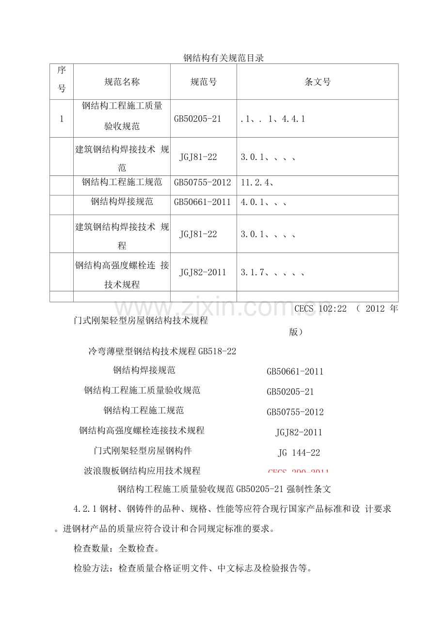 钢结构施工有关验收规范强制性条文.docx_第1页