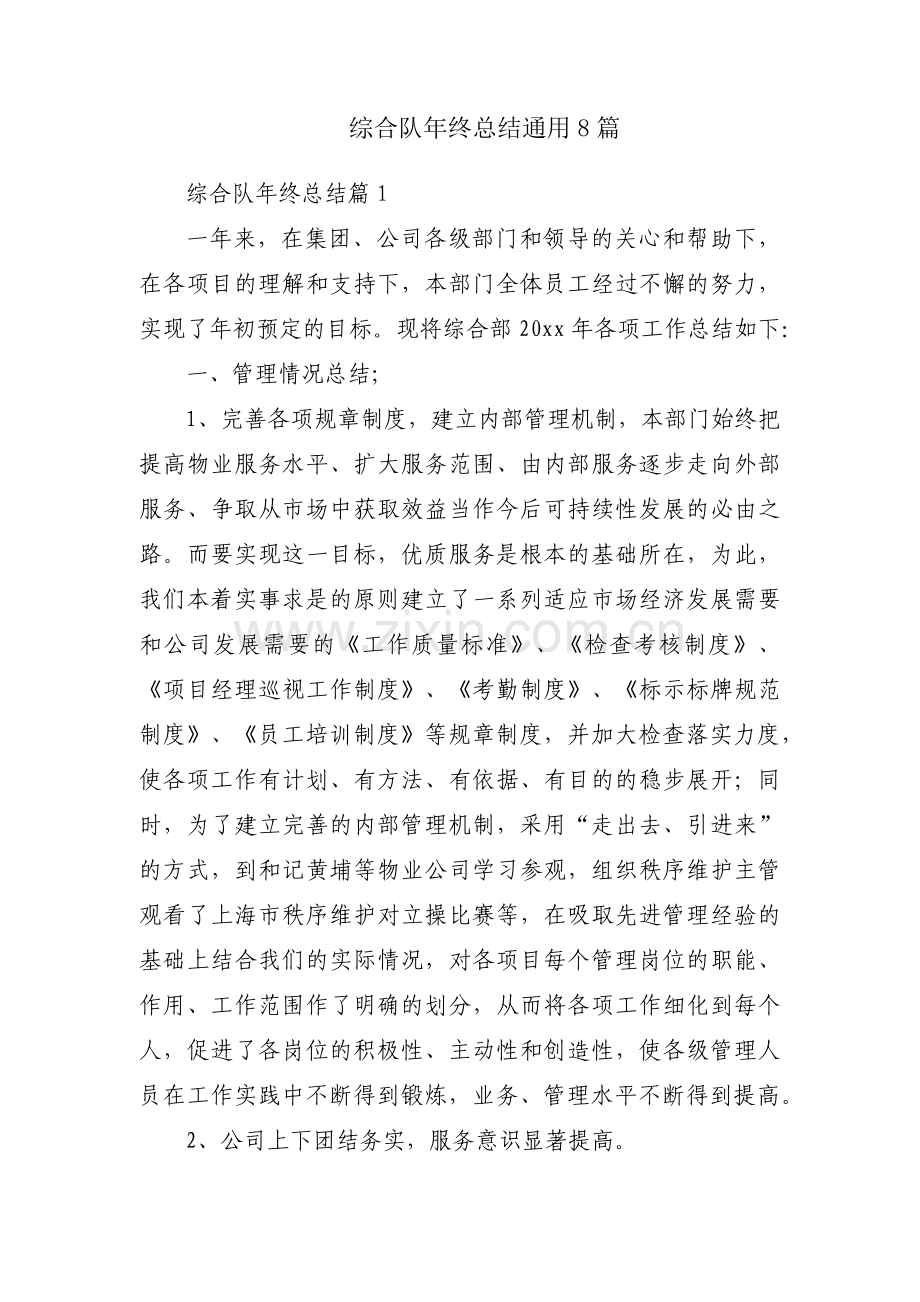 综合队年终总结通用8篇.docx_第1页