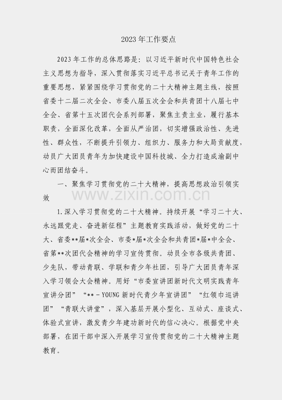 团市委2023年工作要点.docx_第1页