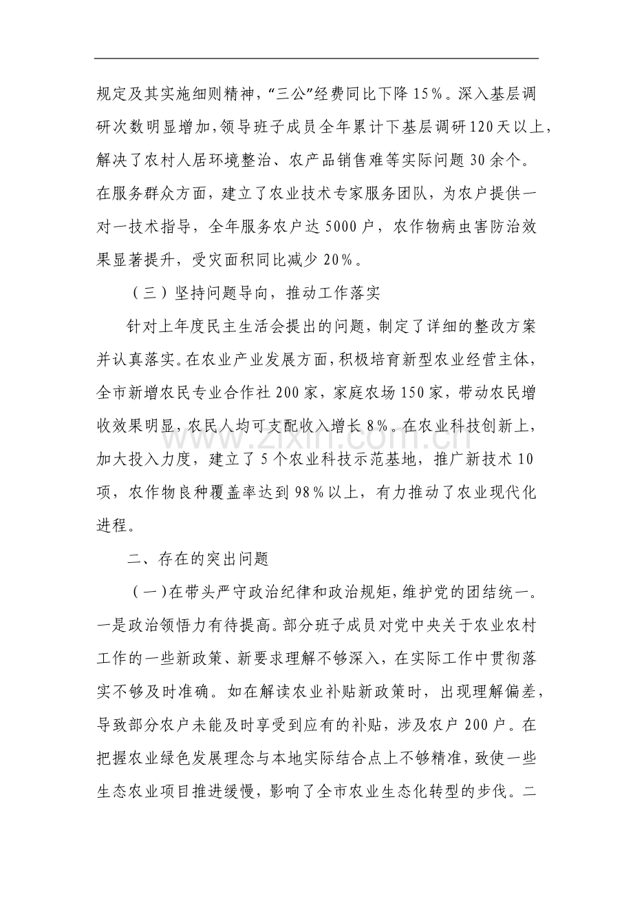 市农业农村局关于2024年度民主生活会领导班子对照检视剖析材料.docx_第2页